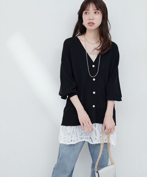 natural couture(ナチュラルクチュール)の「UVアンチピリング金釦カーデ(カーディガン/ボレロ・レディース・ピンク/イエロー/ブラック/オフホワイト・FREE)」の13枚目の写真