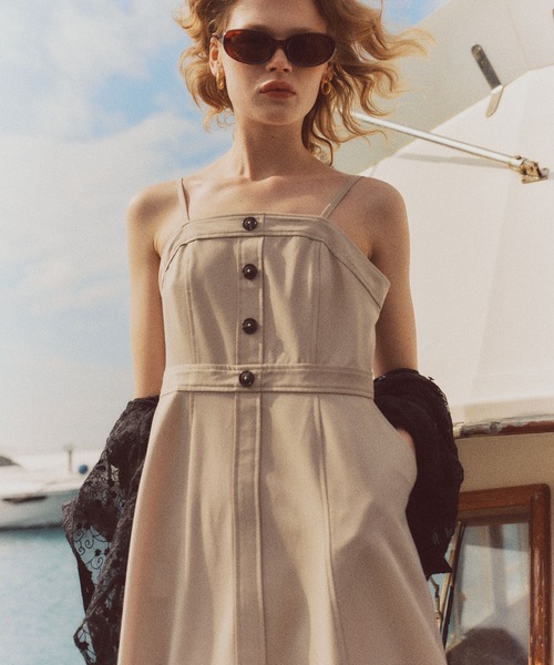 POLO BCS（ポロ ビーシーエス）の「【POLO BCS】VIS別注フロントボタンツイルワンピース（ワンピース・レディース・ベージュ/ネイビー・FREE）」の8枚目の写真