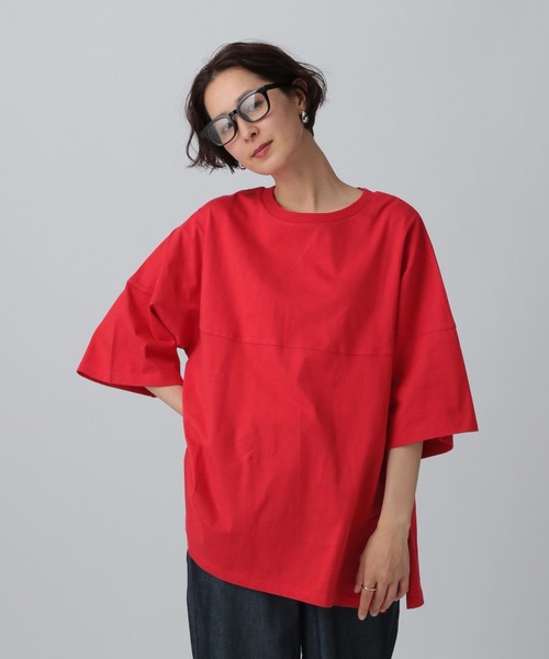 LEPSIM(レプシィム)の「フットボールT 327844(Tシャツ/カットソー・レディース・チャコールグレー/オフホワイト/ブルー/レッド・FREE)」の4枚目の写真
