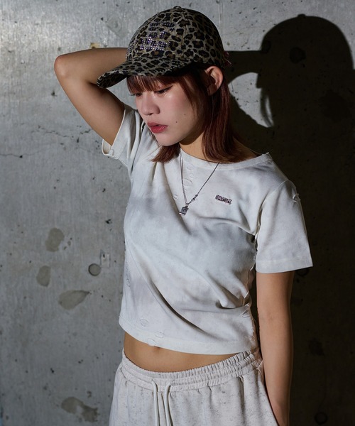 sedacle girl(セダクルガール)の「グリッターダメージリブTシャツ【SETUP着用可能】(Tシャツ/カットソー・レディース・ホワイト系その他/アイボリー/ブラック/グレー系その他/チャコールグレー/ブラック系その他・SMALL/MEDIUM)」の11枚目の写真