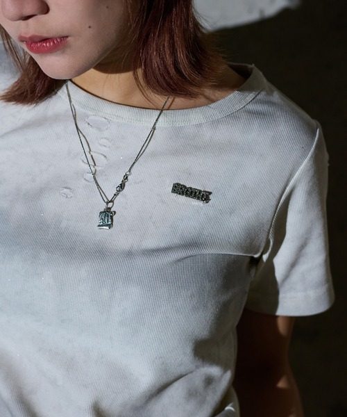 sedacle girl(セダクルガール)の「グリッターダメージリブTシャツ【SETUP着用可能】(Tシャツ/カットソー・レディース・ホワイト系その他/アイボリー/ブラック/グレー系その他/チャコールグレー/ブラック系その他・SMALL/MEDIUM)」の16枚目の写真