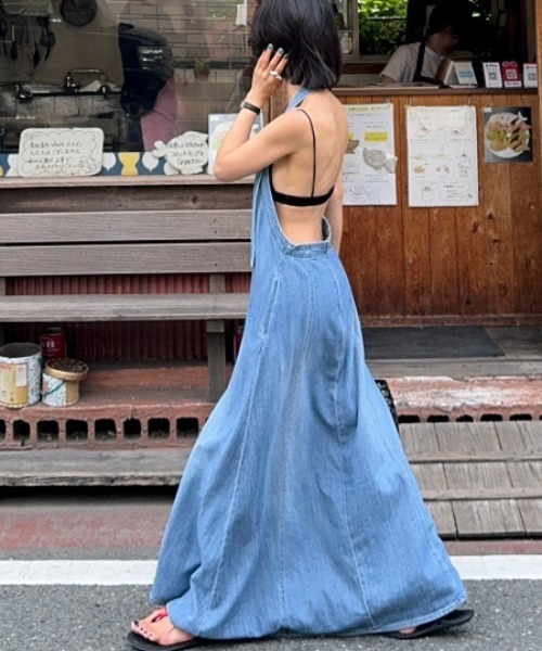 FREE STYLISTS(フリー スタイリスト)の「YUGA_YGMC Denim halter neck camisole dress(ワンピース・レディース・ブルー・S/M)」の7枚目の写真