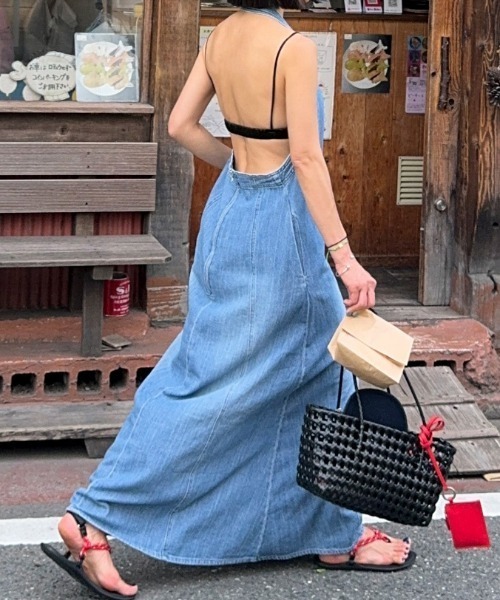 FREE STYLISTS(フリー スタイリスト)の「YUGA_YGMC Denim halter neck camisole dress(ワンピース・レディース・ブルー・S/M)」の6枚目の写真