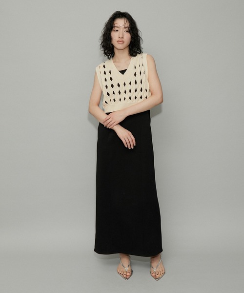 ADAM ET ROPE'（アダムエロペ）の「【WEB限定】・【定番人気】パターンニットジレコンビワンピース（ワンピース・レディース・ブラウン系その他/オフホワイト/ブラック・FREE）」の22枚目の写真