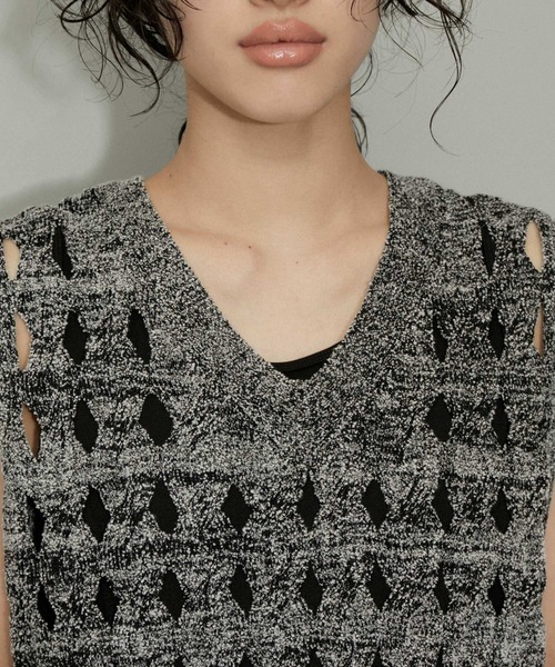 ADAM ET ROPE'（アダムエロペ）の「【WEB限定】・【定番人気】パターンニットジレコンビワンピース（ワンピース・レディース・ブラウン系その他/オフホワイト/ブラック・FREE）」の14枚目の写真
