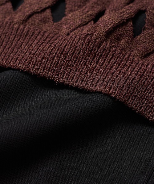 ADAM ET ROPE'（アダムエロペ）の「【WEB限定】・【定番人気】パターンニットジレコンビワンピース（ワンピース・レディース・ブラウン系その他/オフホワイト/ブラック・FREE）」の4枚目の写真