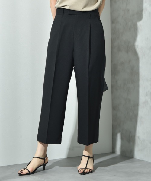 セール】センタープレスワイドクロップドスラックス（スラックス