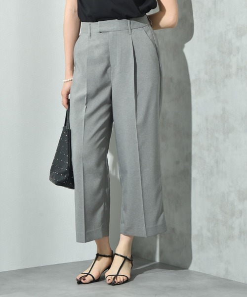 セール】センタープレスワイドクロップドスラックス（スラックス