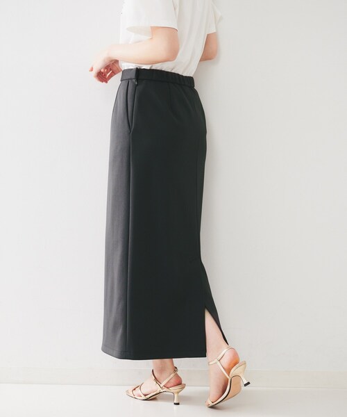 UNTITLED（アンタイトル）の「【後ろウエストゴム/ストレッチ性/オンオフ】ジャージナロースカート（スカート・レディース・オフホワイト/チャコールグレー/ブラック・50/42/44/46/48/00/01/02/03/04）」の10枚目の写真
