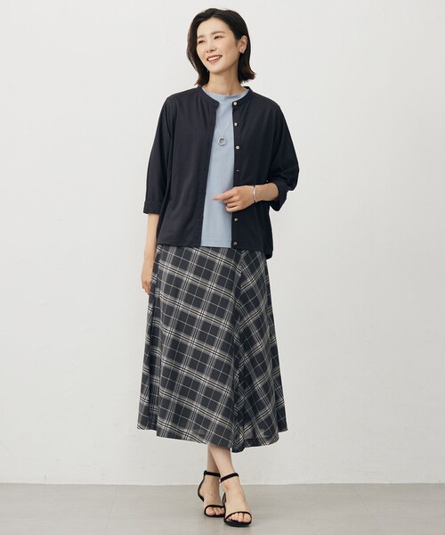 WEB限定カラーあり・洗える】SOFT SHEER チェック フレア スカート