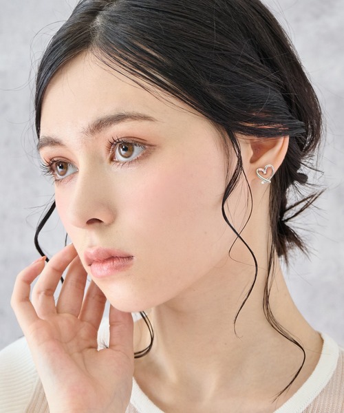 ライン ミニ ハート ピアス（ピアス（両耳用））｜ANAP