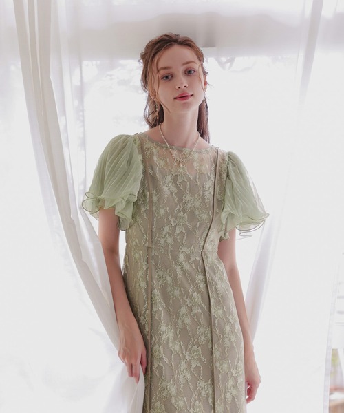 Dorry Doll ドリードール エアリースリーブドレス グリーン Dorry Doll（ドリードール）の「エアリースリーブドレス（ドレス