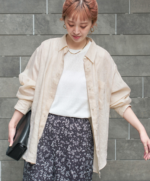 Simplicite(サンプリシテ)の「《追加3》手洗い可 / 2wayフレンチリネンシャツ(シャツ/ブラウス・レディース・スカイブルー/サックスブルー/ブルー/ブラック系その他/アイボリー・FREE)」の2枚目の写真