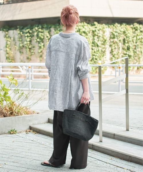 Simplicite(サンプリシテ)の「《追加3》手洗い可 / 2wayフレンチリネンシャツ(シャツ/ブラウス・レディース・スカイブルー/サックスブルー/ブルー/ブラック系その他/アイボリー・FREE)」の8枚目の写真