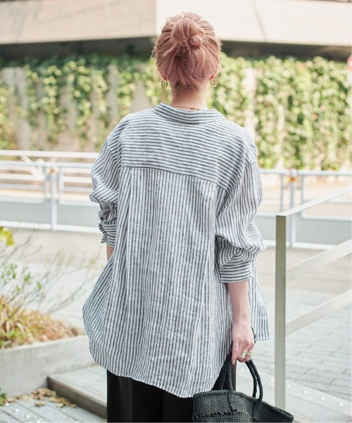 Simplicite(サンプリシテ)の「《追加3》手洗い可 / 2wayフレンチリネンシャツ(シャツ/ブラウス・レディース・スカイブルー/サックスブルー/ブルー/ブラック系その他/アイボリー・FREE)」の11枚目の写真