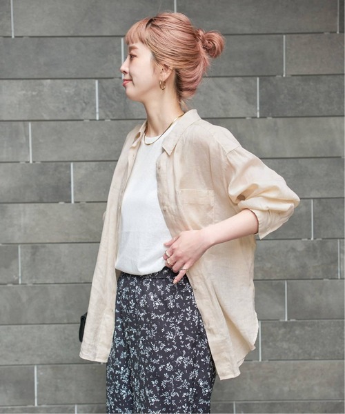 Simplicite(サンプリシテ)の「《追加3》手洗い可 / 2wayフレンチリネンシャツ(シャツ/ブラウス・レディース・スカイブルー/サックスブルー/ブルー/ブラック系その他/アイボリー・FREE)」の16枚目の写真