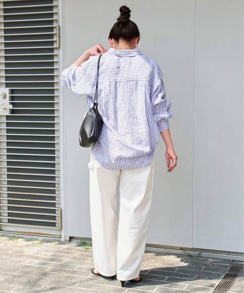 ブラウス シャツ 「追加」手洗い可 / 2wayフレンチリネンシャツ レディース 追加》手洗い可 / 2wayフレンチリネンシャツ｜ベーセーストック