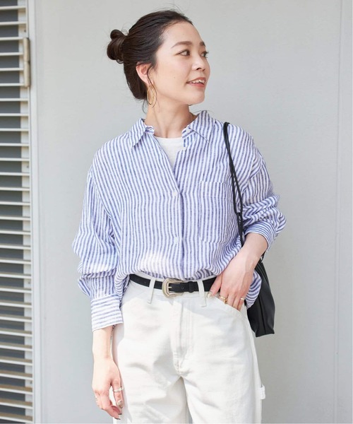 Simplicite(サンプリシテ)の「《追加3》手洗い可 / 2wayフレンチリネンシャツ(シャツ/ブラウス・レディース・スカイブルー/サックスブルー/ブルー/ブラック系その他/アイボリー・FREE)」の21枚目の写真