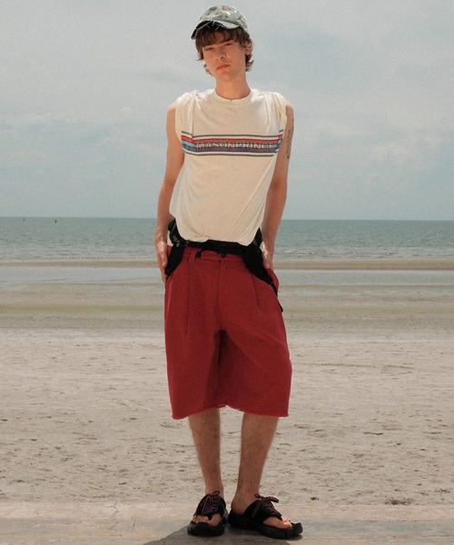MASONPRINCE(メイソンプリンス)の「ルーズフィット ダブルプリーツ ハーフパンツ DK3224【MASONPRINCE】(その他パンツ・メンズ・レッド/ブラック/カーキ・L/M/S)」の5枚目の写真