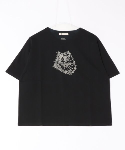 BARNDOOR(バーンドア)の「(BD)【BARNDOOR】アニマル 刺繍 Tシャツ(Tシャツ/カットソー・レディース・ブラック系2/ホワイト系1/ホワイト系2/ネイビー系1・FREE)」の3枚目の写真