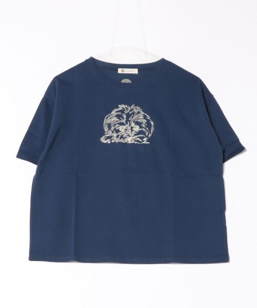 BARNDOOR(バーンドア)の「(BD)【BARNDOOR】アニマル 刺繍 Tシャツ(Tシャツ/カットソー・レディース・ブラック系2/ホワイト系1/ホワイト系2/ネイビー系1・FREE)」の4枚目の写真