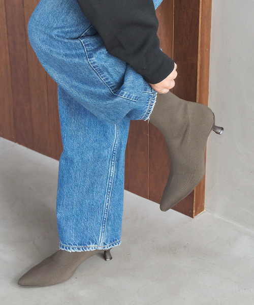 LE TALON（ルタロン）の「5cmポインテッドニットショートブーツ（ブーツ・レディース・ブラック×ブラック/グレー/アイボリー・X-SMALL/SMALL/MEDIUM/LARGE/X-LARGE）」の6枚目の写真