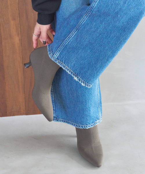 LE TALON（ルタロン）の「5cmポインテッドニットショートブーツ（ブーツ・レディース・ブラック×ブラック/グレー/アイボリー・X-SMALL/SMALL/MEDIUM/LARGE/X-LARGE）」の7枚目の写真