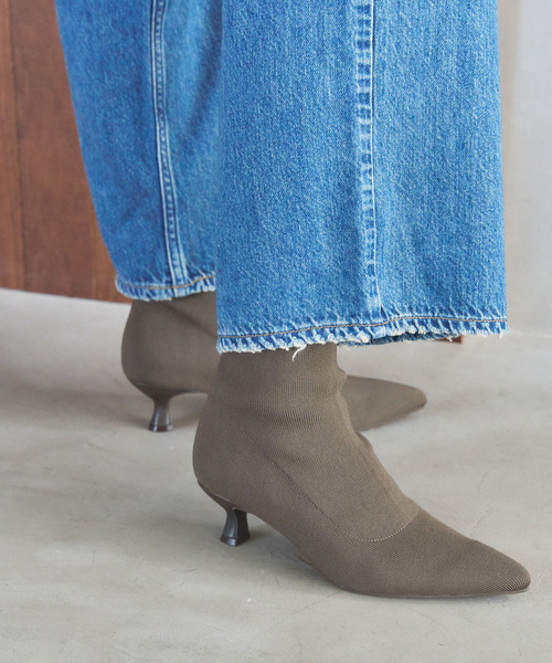 LE TALON（ルタロン）の「5cmポインテッドニットショートブーツ（ブーツ・レディース・ブラック×ブラック/グレー/アイボリー・X-SMALL/SMALL/MEDIUM/LARGE/X-LARGE）」の8枚目の写真