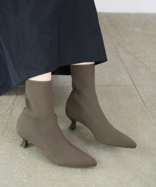 LE TALON（ルタロン）の「5cmポインテッドニットショートブーツ（ブーツ・レディース・ブラック×ブラック/グレー/アイボリー・X-SMALL/SMALL/MEDIUM/LARGE/X-LARGE）」の13枚目の写真
