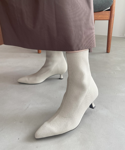 LE TALON（ルタロン）の「5cmポインテッドニットショートブーツ（ブーツ・レディース・ブラック×ブラック/グレー/アイボリー・X-SMALL/SMALL/MEDIUM/LARGE/X-LARGE）」の17枚目の写真