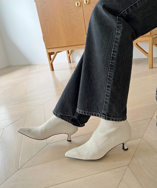 LE TALON（ルタロン）の「5cmポインテッドニットショートブーツ（ブーツ・レディース・ブラック×ブラック/グレー/アイボリー・X-SMALL/SMALL/MEDIUM/LARGE/X-LARGE）」の22枚目の写真