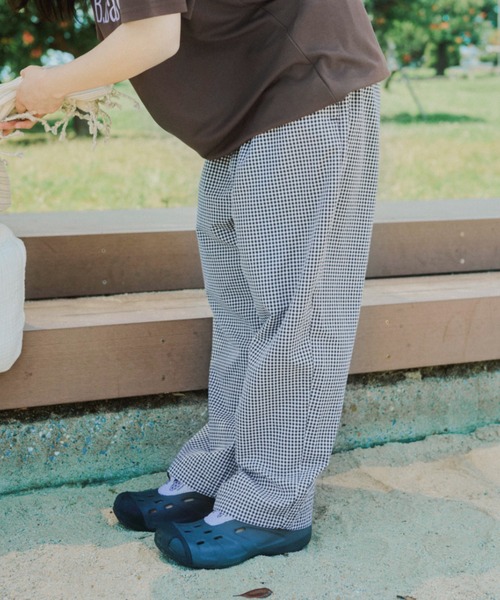 BROKEN BASE(ブロークンベース)の「ギンガムルーズテーパードパンツ(その他パンツ・メンズ・ライトブルー/ブラック・MEDIUM/LARGE)」の1枚目の写真