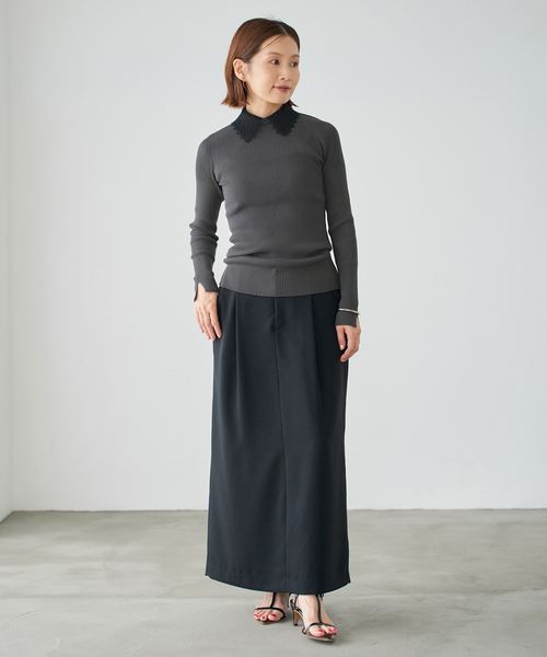 IENA（イエナ）の「レース襟 RIBホールガーメントプルオーバー