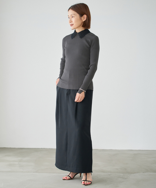 レース襟 RIBホールガーメントプルオーバー（ニット/セーター）｜IENA