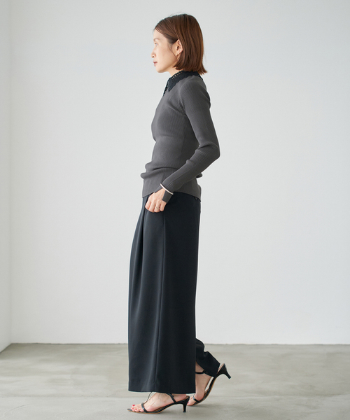 イエナ　レース襟　プルオーバー　ニット IENA ニット セーター レース襟 RIBホールガーメントプル