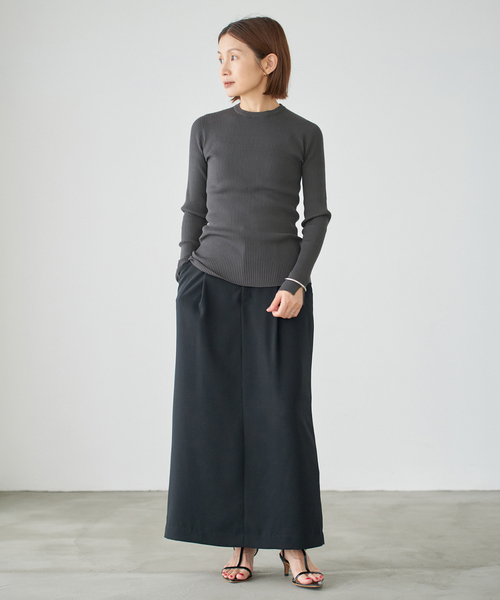 2025SS　美品　イエナ レース襟ホールガーメント　リブニット 紺F　IENA レース襟 RIBホールガーメントプルオーバー（ニット/セーター）｜IENA