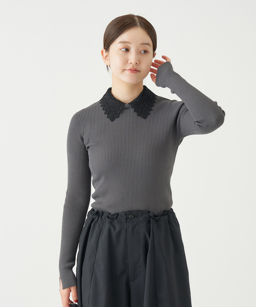 *2025AW　IENA　レース襟 RIBホールガーメントプルオーバー IENA｜レース襟 RIBホールガーメントプルオーバー | Rakuten
