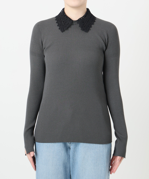 レース襟 RIBホールガーメントプルオーバー（ニット/セーター