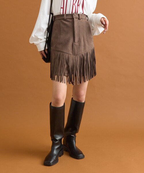 SHENERYフェイクスエードフリンジスカート新品未使用タグつき