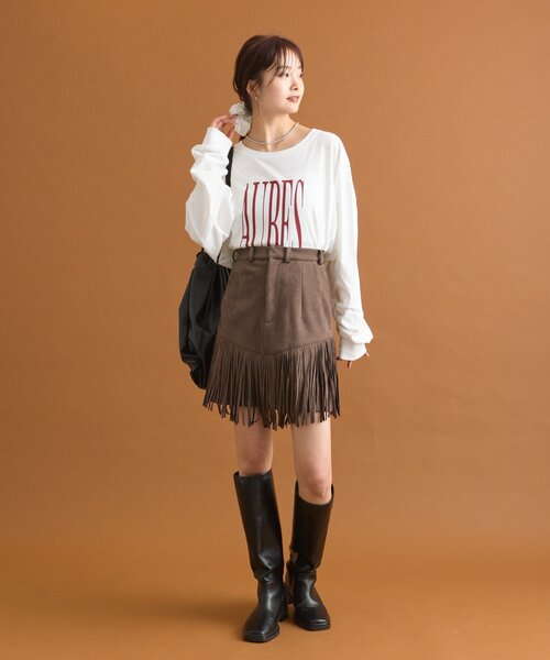 セール】フェイクスウェードフリンジスカート（スカート