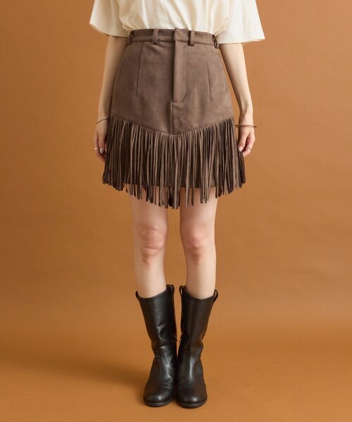 mystic（ミスティック）の「フェイクスウェードフリンジスカート