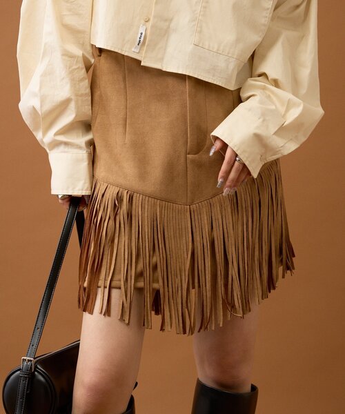 セール】フェイクスウェードフリンジスカート（スカート