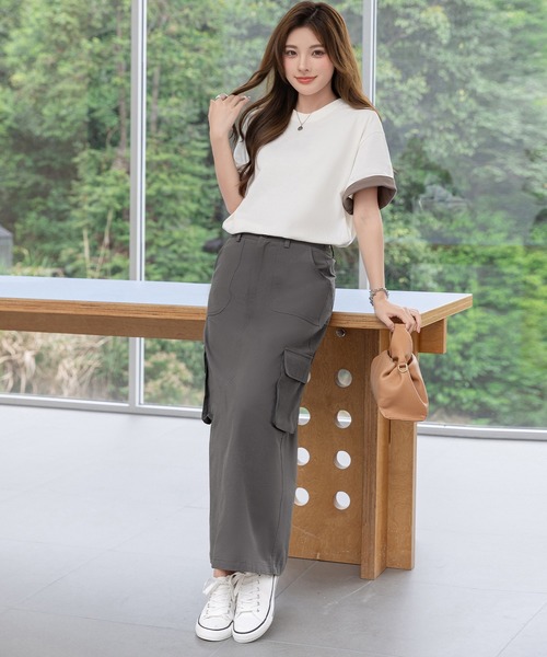 DAY CLOSET(デイ クローゼット)の「レディース オトナカジュアルスリット入りカーゴスカート(スカート・レディース・チャコールグレー/ブラック/ベージュ・M/L)」の15枚目の写真