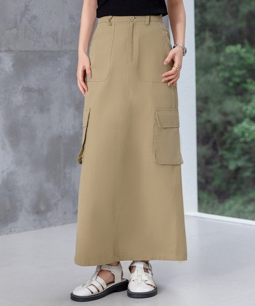 DAY CLOSET(デイ クローゼット)の「レディース オトナカジュアルスリット入りカーゴスカート(スカート・レディース・チャコールグレー/ブラック/ベージュ・M/L)」の16枚目の写真