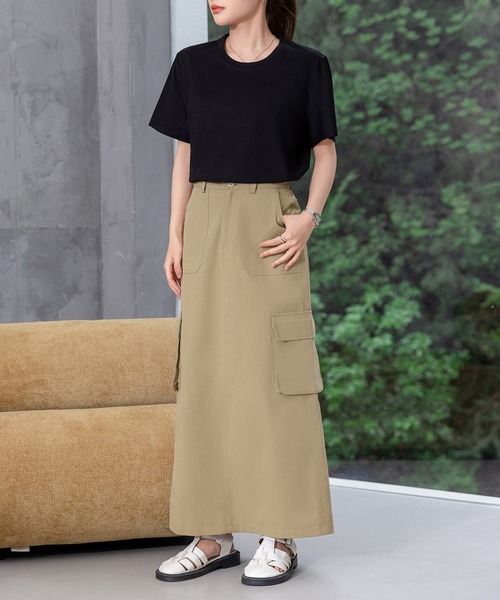 DAY CLOSET(デイ クローゼット)の「レディース オトナカジュアルスリット入りカーゴスカート(スカート・レディース・チャコールグレー/ブラック/ベージュ・M/L)」の8枚目の写真