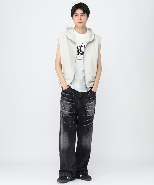 3.3 Field Trip （3.3フィールドトリップ）の「3.3 Field Trip／ナイロンフードベスト（ベスト・メンズ・ブラック/グレー・FREE）」の4枚目の写真