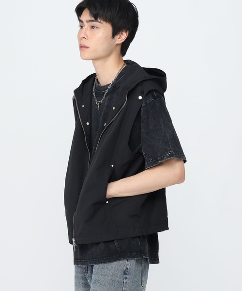 3.3 Field Trip （3.3フィールドトリップ）の「3.3 Field Trip／ナイロンフードベスト（ベスト・メンズ・ブラック/グレー・FREE）」の12枚目の写真