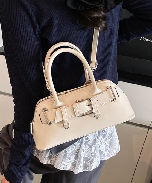 Lace Ladies（レースレディース）の「2WAY ベルト付き コンパクト シェル型 ショルダーバッグ（ボストンバッグ・レディース・ブルー/ブラック/ホワイト/イエロー/ピンク・FREE）」の7枚目の写真
