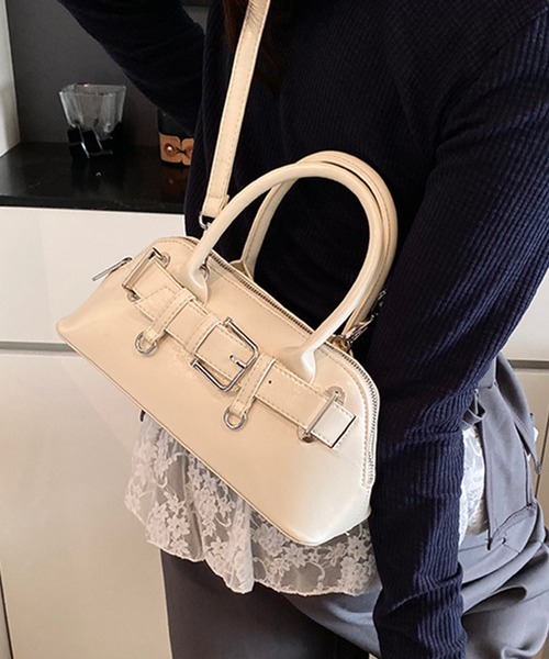 Lace Ladies（レースレディース）の「2WAY ベルト付き コンパクト シェル型 ショルダーバッグ（ボストンバッグ・レディース・ブルー/ブラック/ホワイト/イエロー/ピンク・FREE）」の8枚目の写真