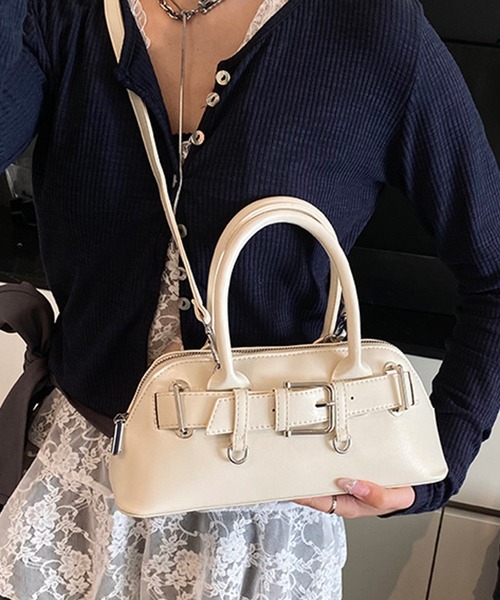 Lace Ladies（レースレディース）の「2WAY ベルト付き コンパクト シェル型 ショルダーバッグ（ボストンバッグ・レディース・ブルー/ブラック/ホワイト/イエロー/ピンク・FREE）」の9枚目の写真